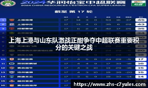 上海上港与山东队激战正酣争夺中超联赛重要积分的关键之战